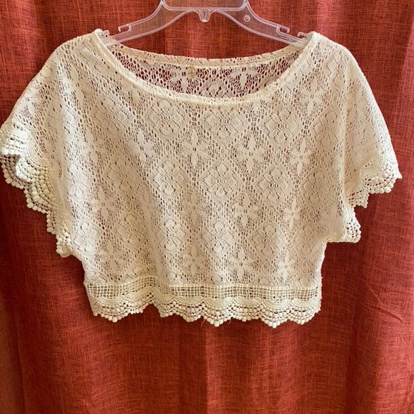 Tops - Boho Woven Cream Crop Top XS/S